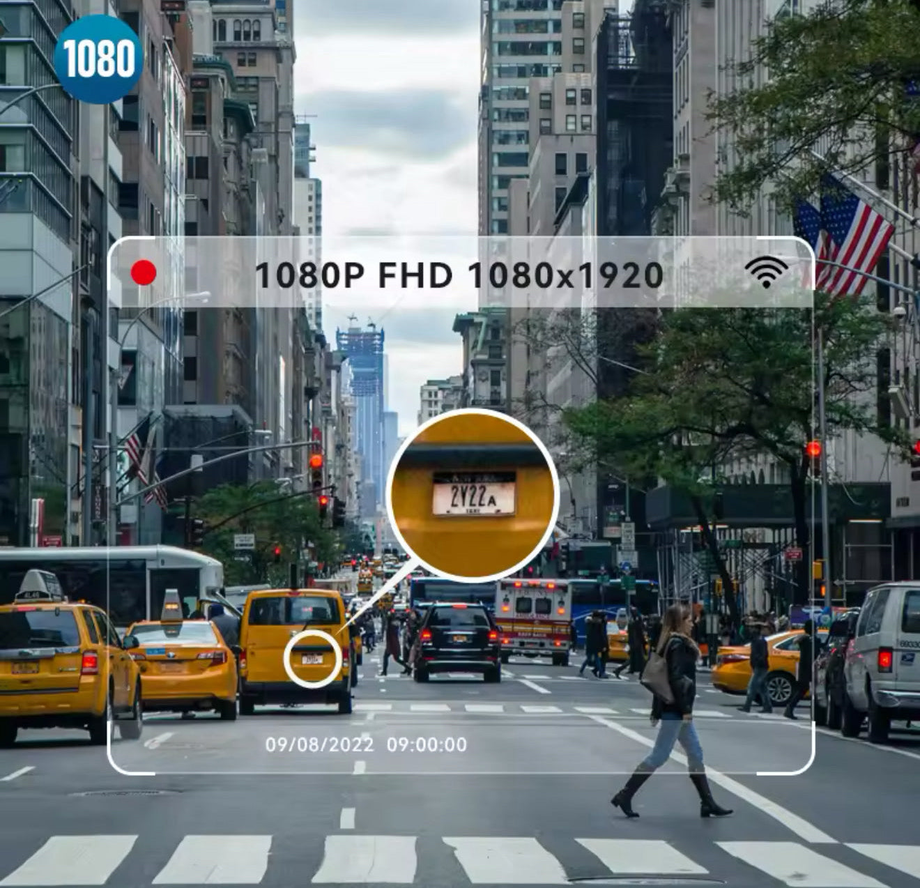 1080P HD Mini Dash Cam | WiFi Car Camera Recorder with Smart App for iOS & Android